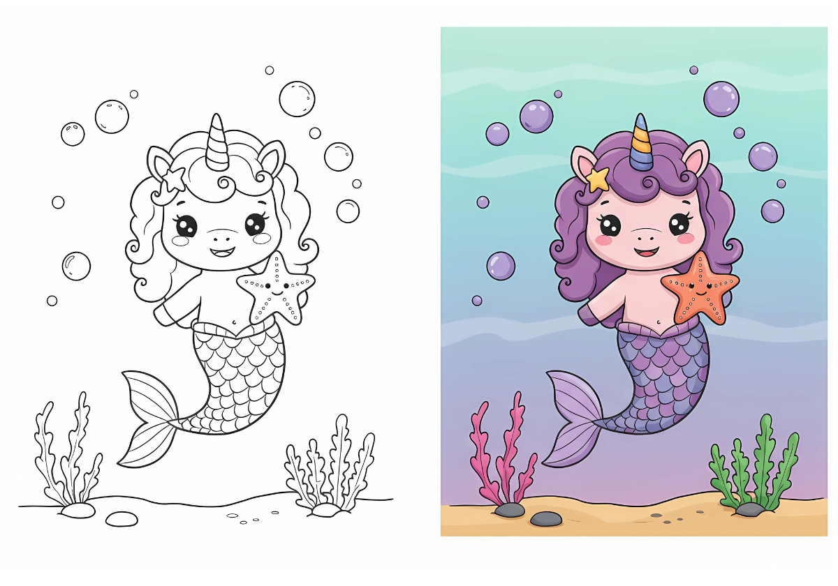 little mermaid color pages​