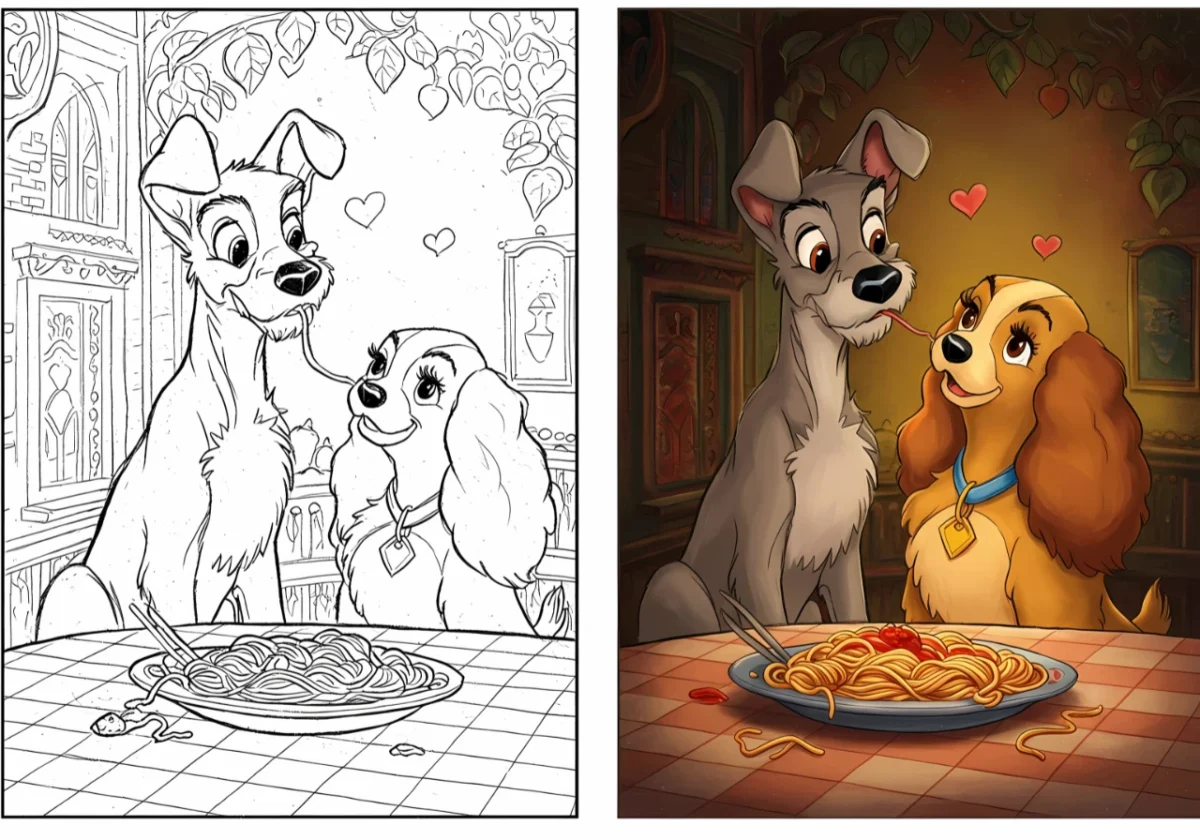 lady and tramp coloring pages​