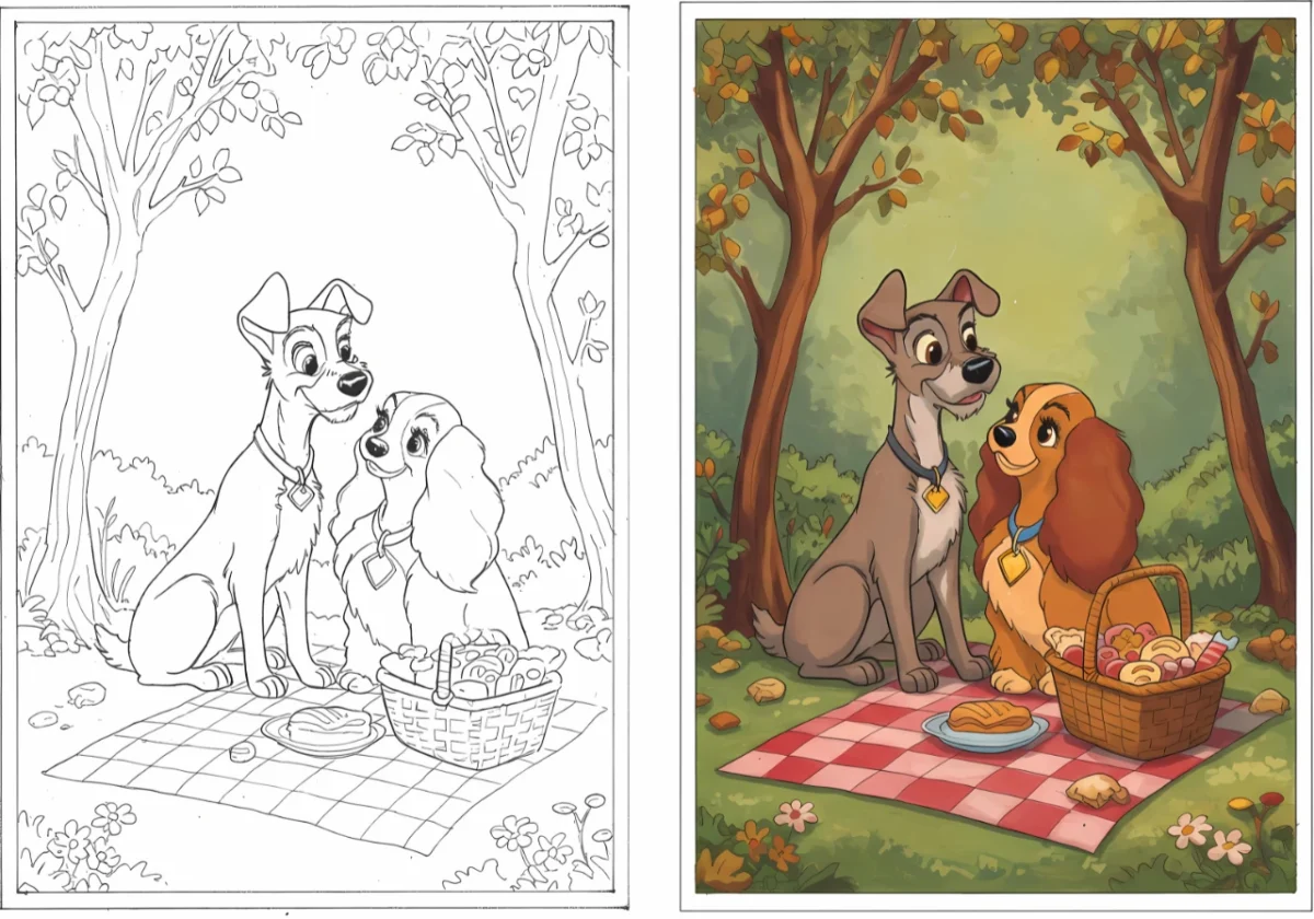 lady and tramp coloring pages​