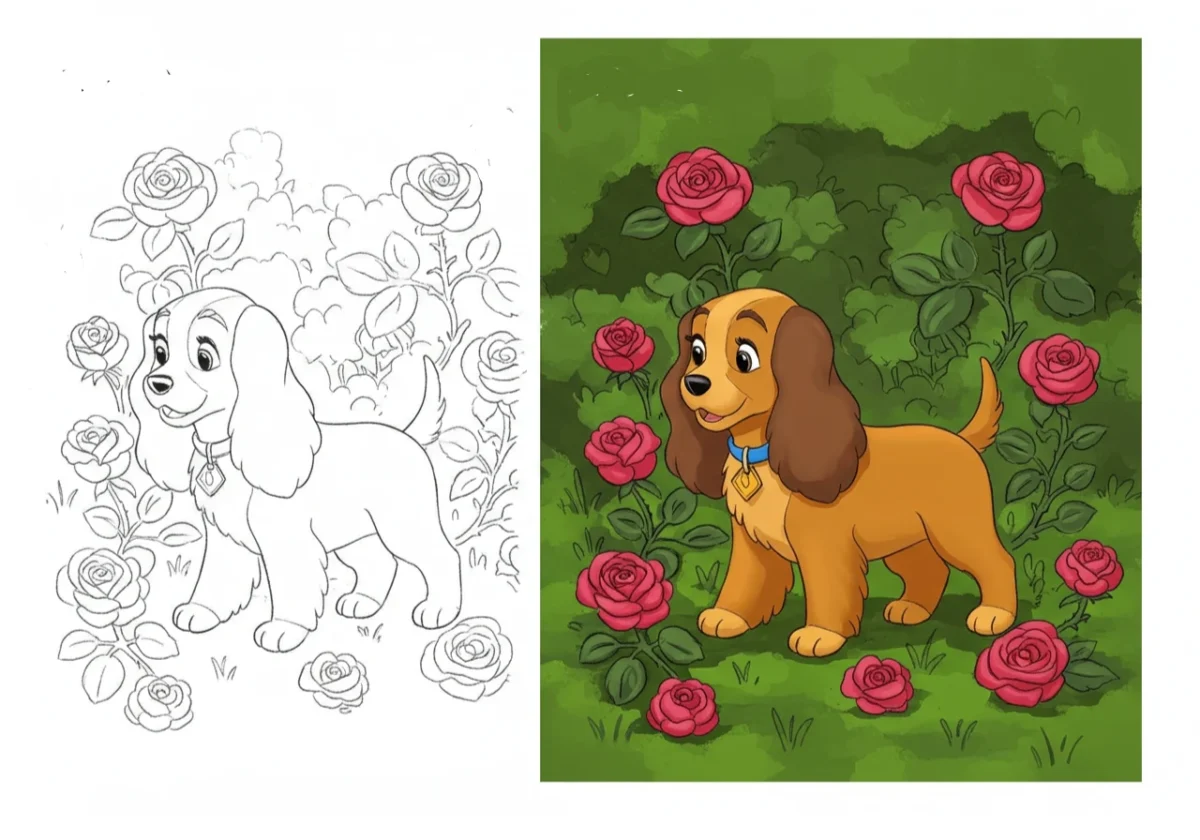 lady and tramp coloring pages​