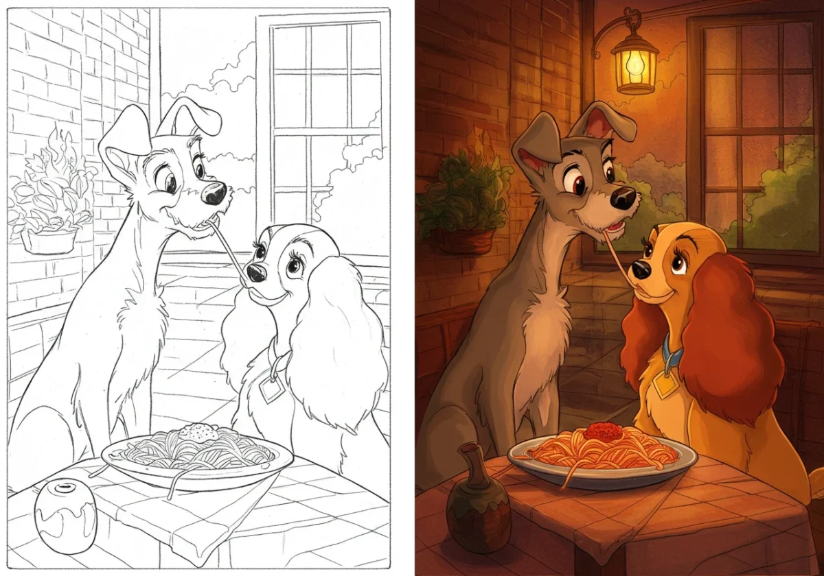 lady and tramp coloring pages​