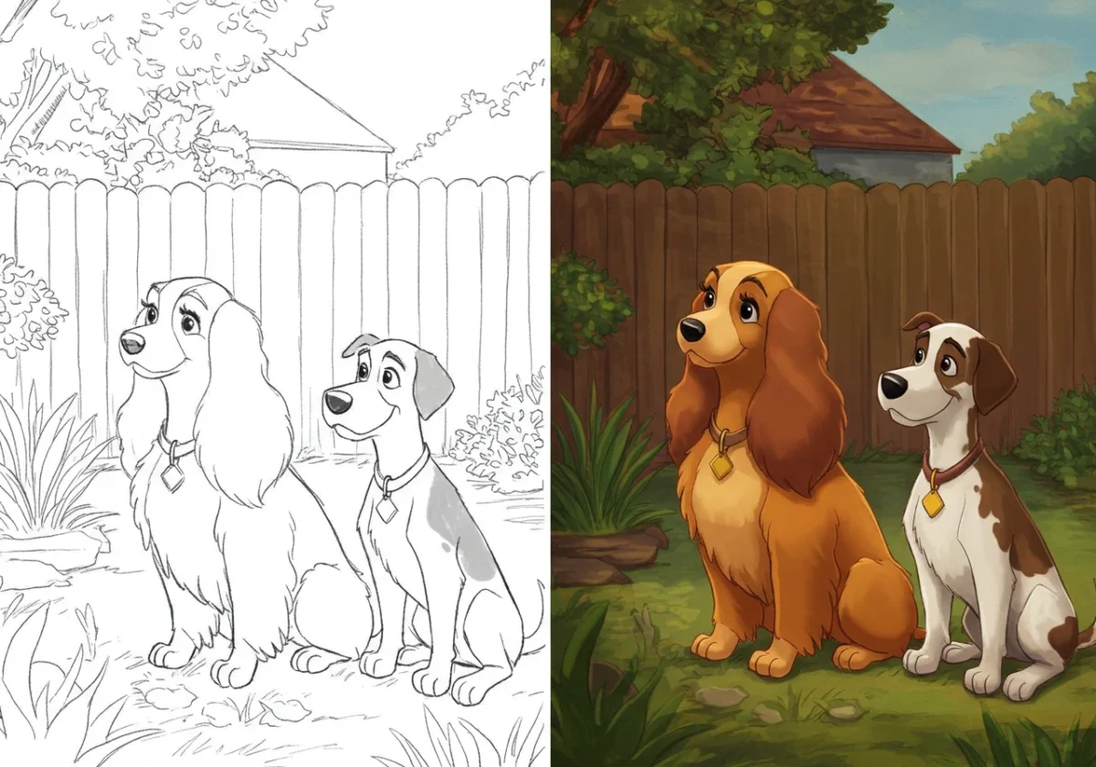 lady and tramp coloring pages​