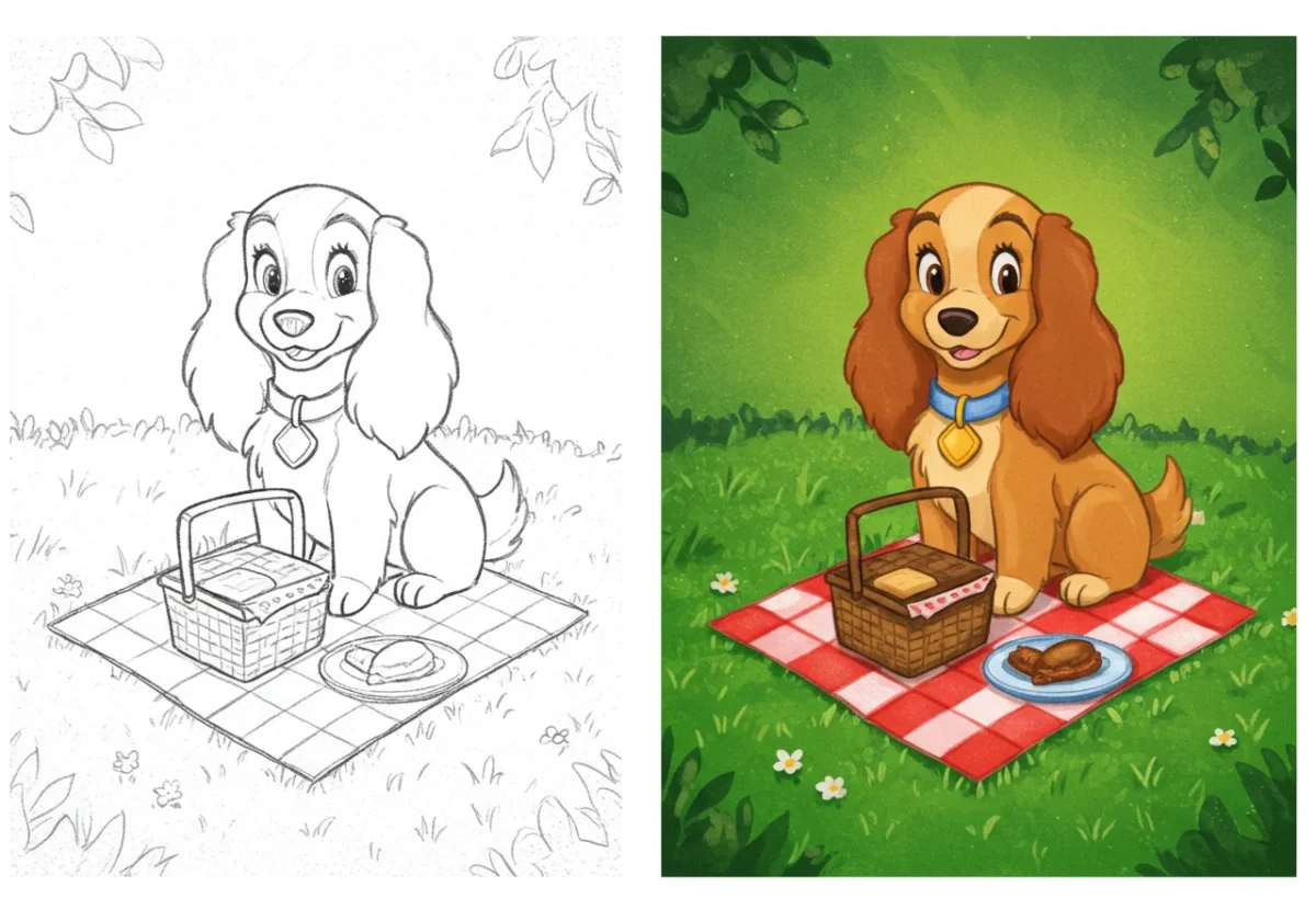lady and tramp coloring pages​