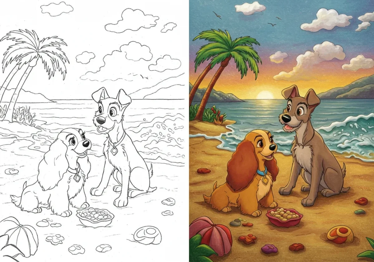 lady and tramp coloring pages​