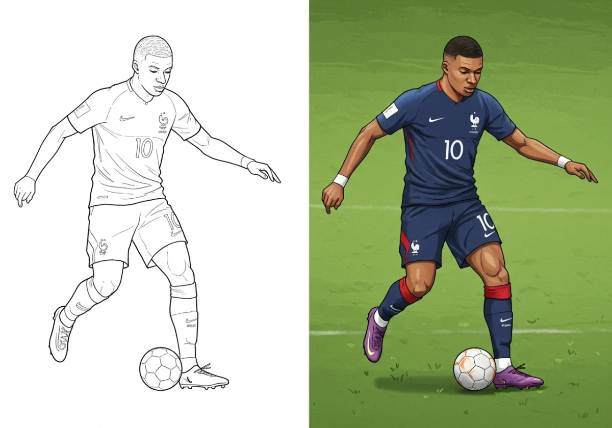 mbappe coloring pages